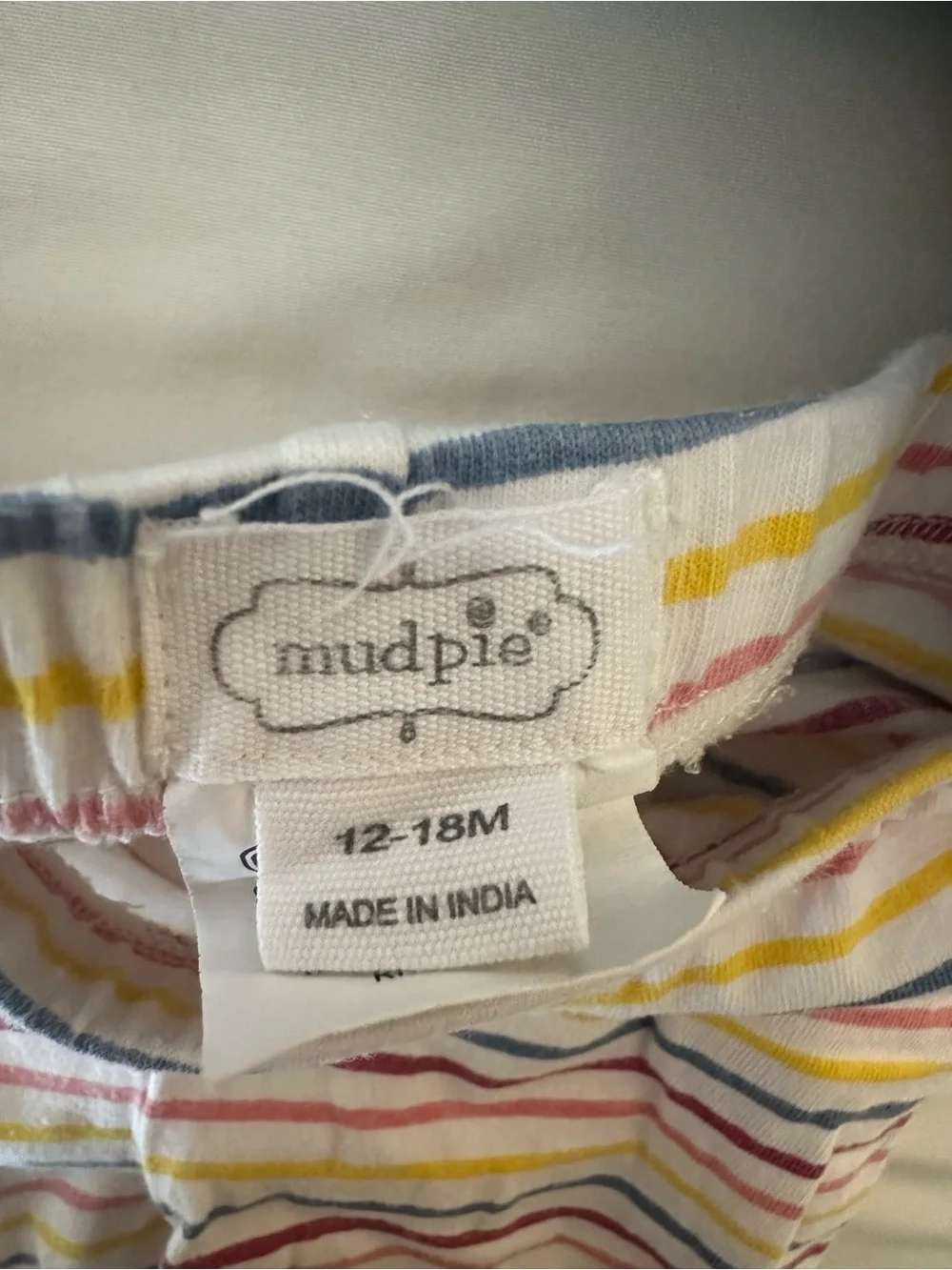 Mud Pie Denim Tunic with Multicolor Striped Leggings